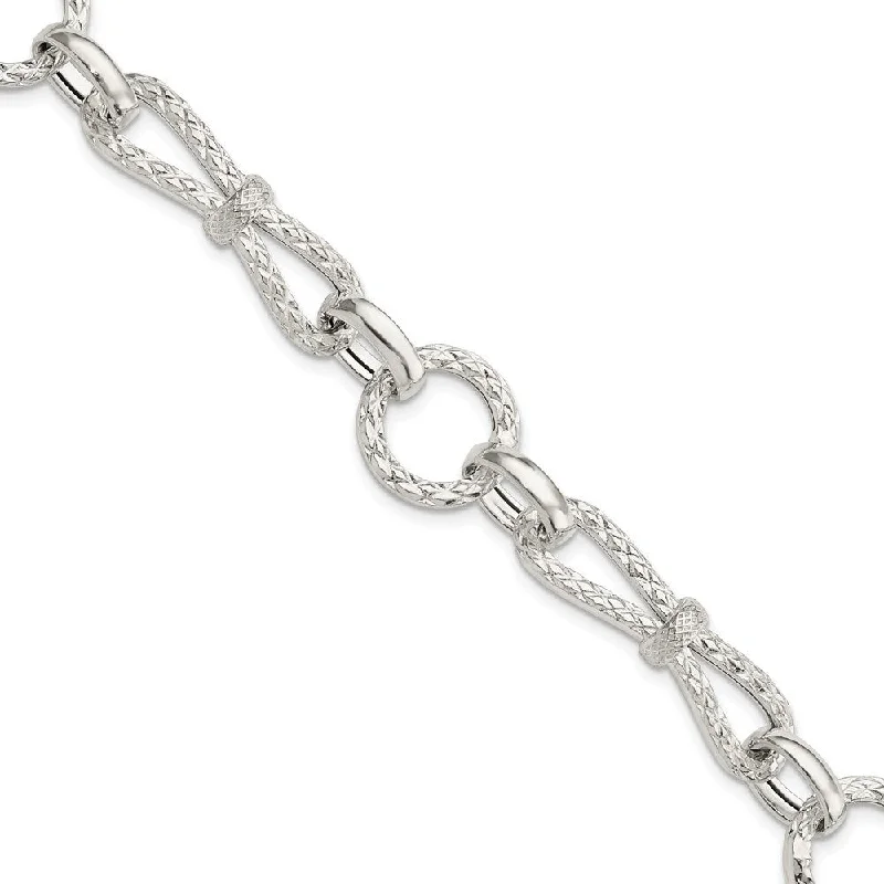 Ladies friendship bracelet-925 Sterling Silver Fancy Link Bracelet, 6.75" (W-14.88mm)