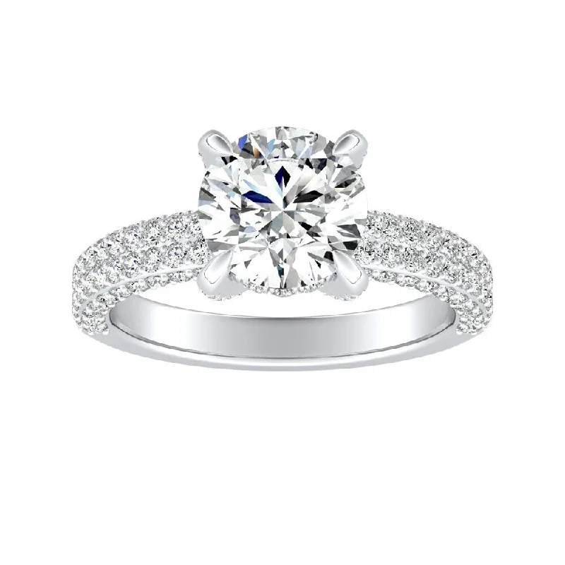 Ladies bespoke engagement ring-Auriya 14k Gold 2 1/2ct Moissanite and Pave Diamond Engagement Ring 7/8ctw