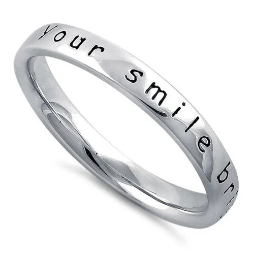 Ladies gemstone engagement ring-Sterling Silver "Your Smile Brightens My World" Ring