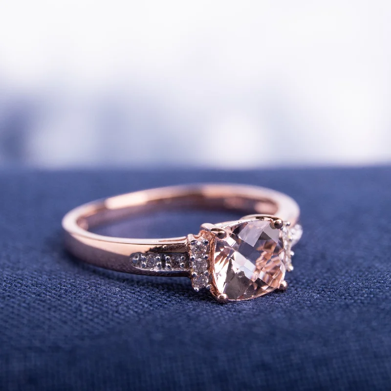 Ladies classic engagement ring-Miadora 10k Rose Gold Morganite and Diamond Accent Engagement Ring