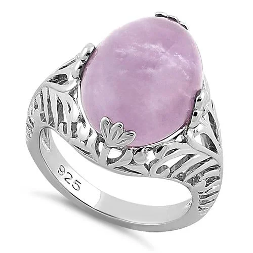 Ladies adjustable gemstone ring-Sterling Silver Lavender Quartz Gemstone Ring