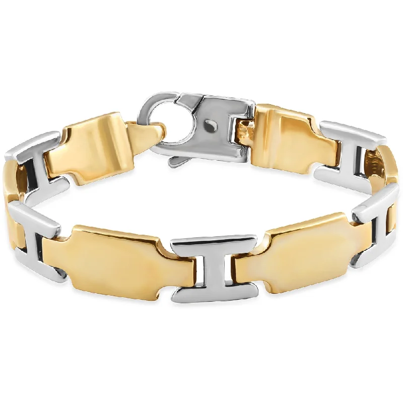 Ladies wedding bracelet set-Men's Cuff Link 14k Gold (79gram) or Platinum (127gram) 11.5mm Bracelet 8.5"