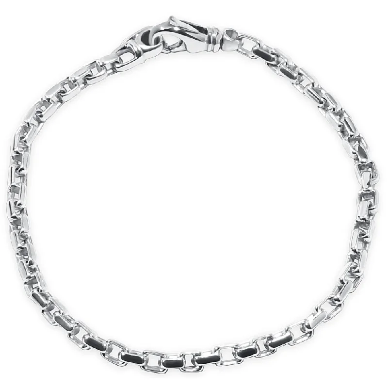 Ladies sterling silver bracelet-Men's 14k Gold (12gram) or Platinum (22gram) 4mm Link Bracelet 8.5"