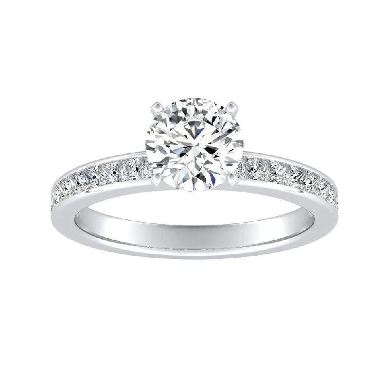 Ladies platinum engagement ring-Auriya 14k Gold Classic 1 1/2ct Moissanite and Diamond Engagement Ring 1/2ctw