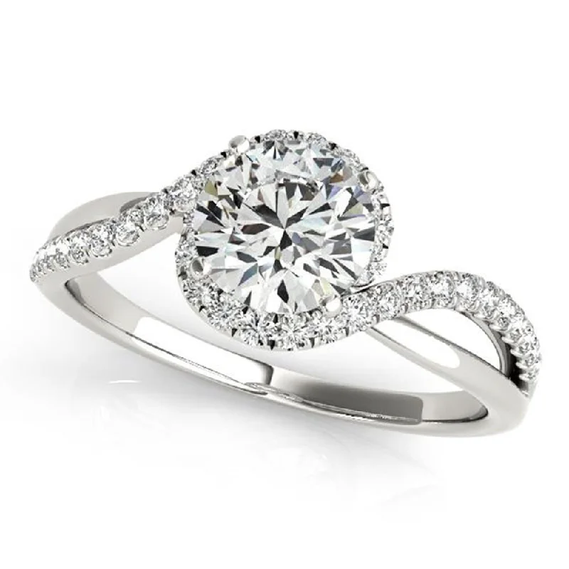 Ladies unique engagement ring-Moissanite by Auriya 14k Gold 4ctw Halo Diamond Engagement Ring 1/5ctw