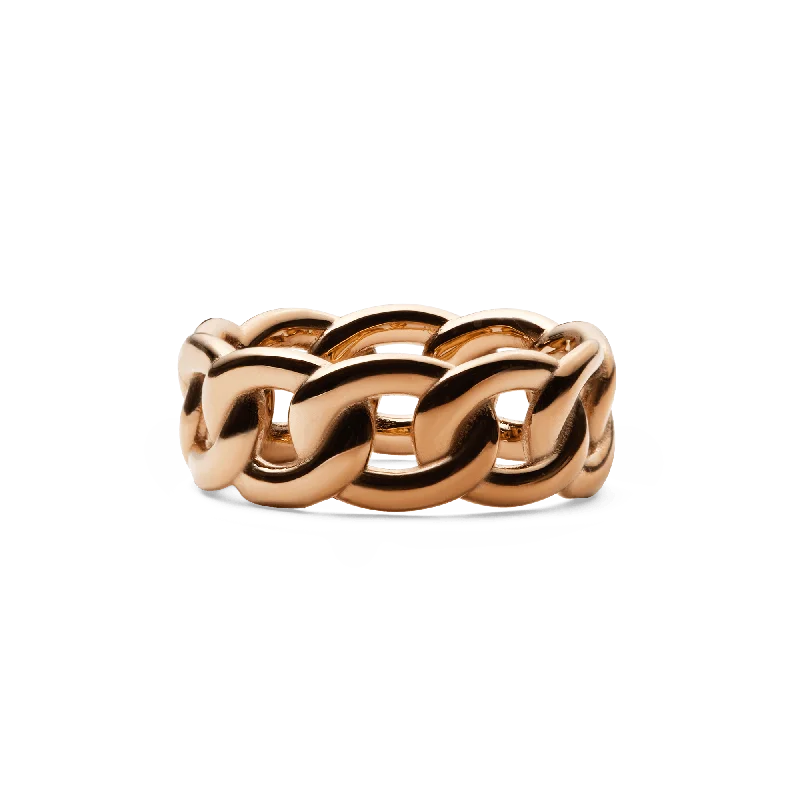 Ladies alternative wedding ring-Chunky Chain Ring Rose Gold