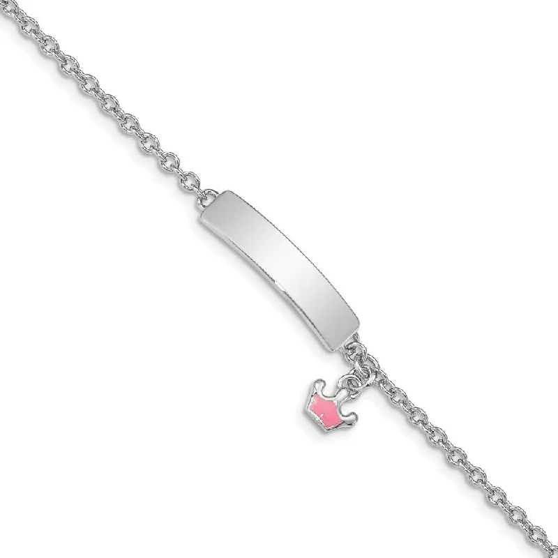 Ladies crystal bracelet-925 Sterling Silver Rhodium-plated Enamel Bracelet, 6" w/1in Extender