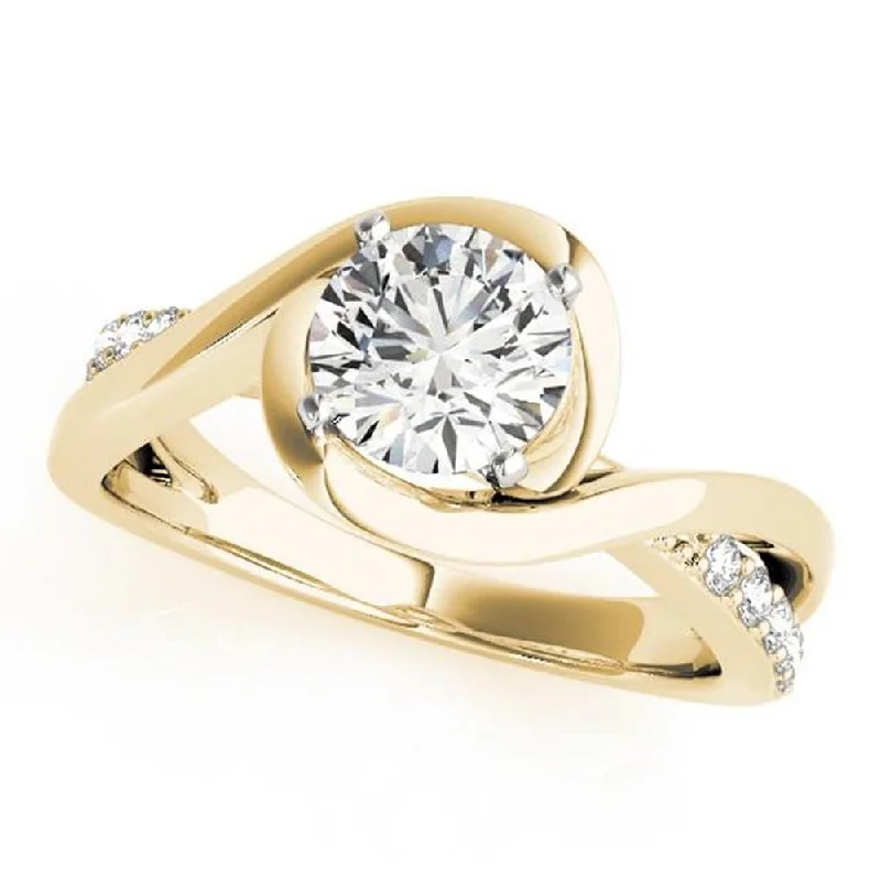 Ladies halo diamond engagement ring-Auriya 14k Gold 1/2ctw Bypass Moissanite and Diamond Engagement Ring 1/8ctw