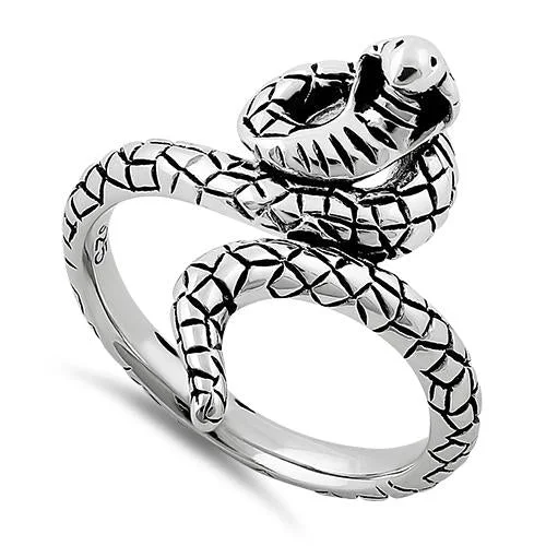 Ladies wedding band-Sterling Silver Cobra Snake Ring