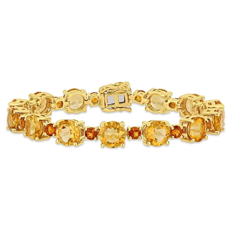 Ladies diamond bangle-Miadora Yellow Plated Sterling Silver Madeira Citrine Tennis Bracelet