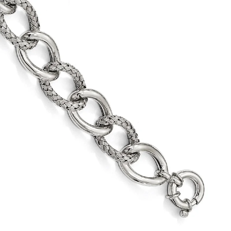 Ladies link bracelet-925 Sterling Silver Woven Bracelet, 7"