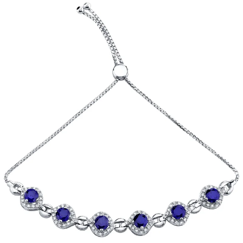 Ladies luxury bracelet-3.75 ct Sapphire Adjustable Bracelet in Sterling Silver