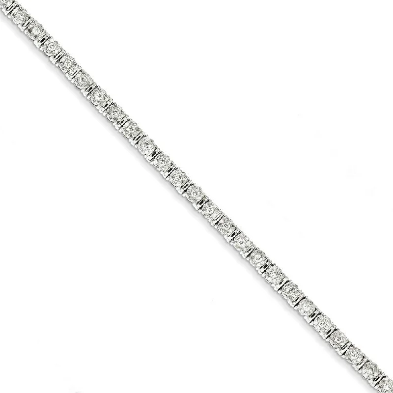 Ladies bangles for brides-14k White Gold 5mm Diamond Bracelet, 7" (2cttw)