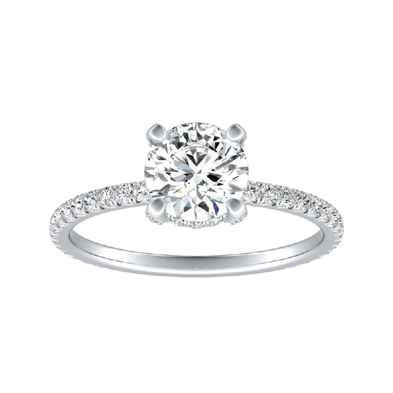 Ladies radiant cut engagement ring-Auriya 14k Gold Classic 2 1/2ct Moissanite and Diamond Engagement Ring 1/3ctw