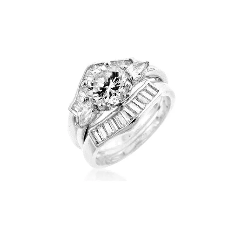 Ladies platinum solitaire engagement ring-Elegant Two-Piece Diamond Engagement Ring Set For A Perfect Proposal