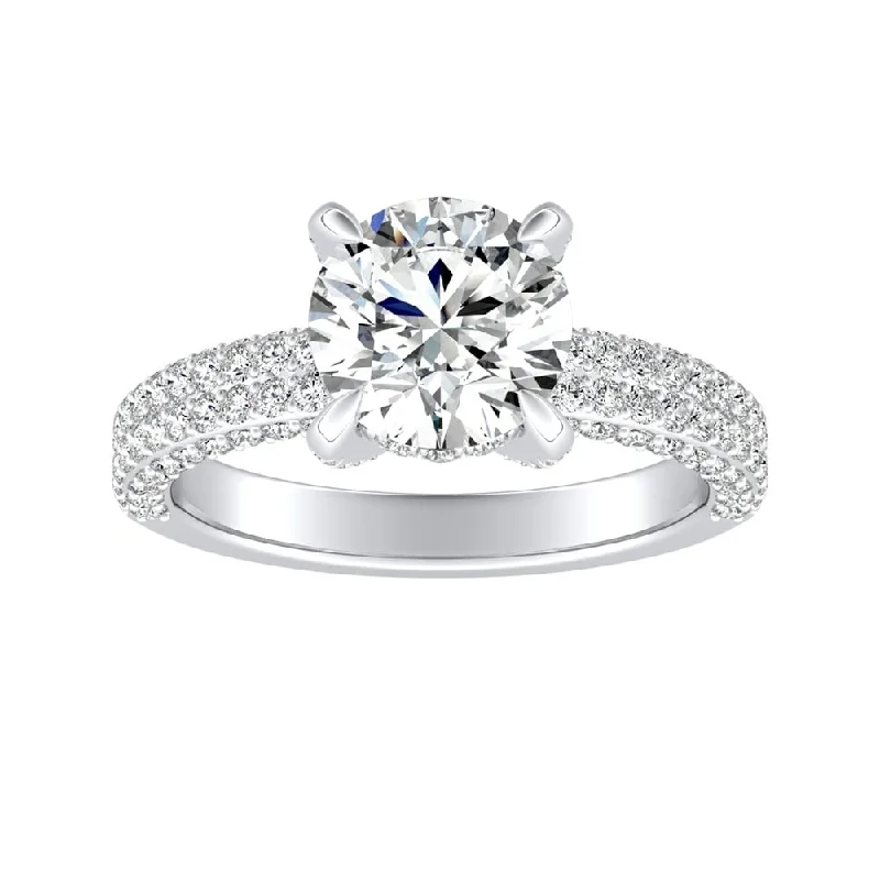 Ladies engagement ring with white diamonds-Auriya 14k Gold 2ct Moissanite and Pave Diamond Engagement Ring 7/8ctw