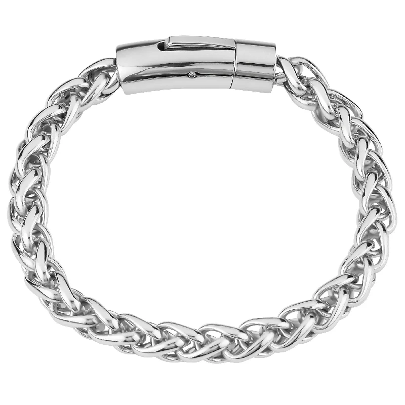 Ladies bangles-London Fog Interlocking Chain Link 8 Inch Unisex Bracelet Push Button Closure