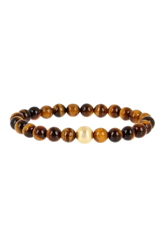 Ladies diamond bangle-18k Matte Gold Tiger Eye Bracelet