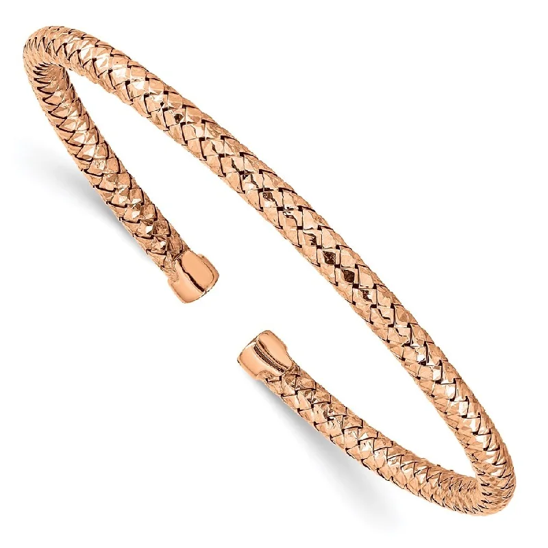 Ladies silver cuff bracelet-925 Sterling Silver Rose Gold-plated Cuff Bracelet