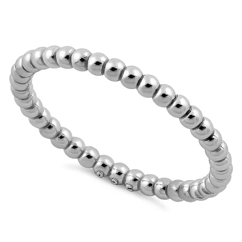 Ladies eternity diamond ring-Sterling Silver Stackable Bead Ring