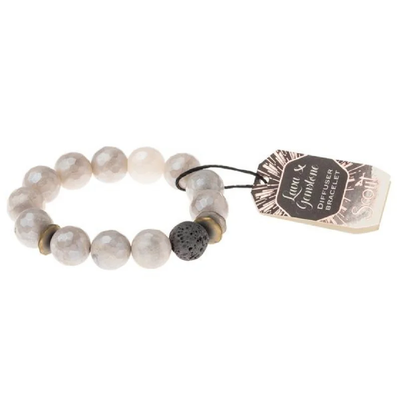 Ladies vintage bangle-Lava & Gemstone Diffuser Bracelet - Champagne