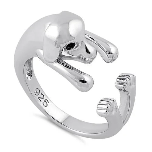 Ladies twisted band ring-Sterling Silver Dog Black CZ Ring