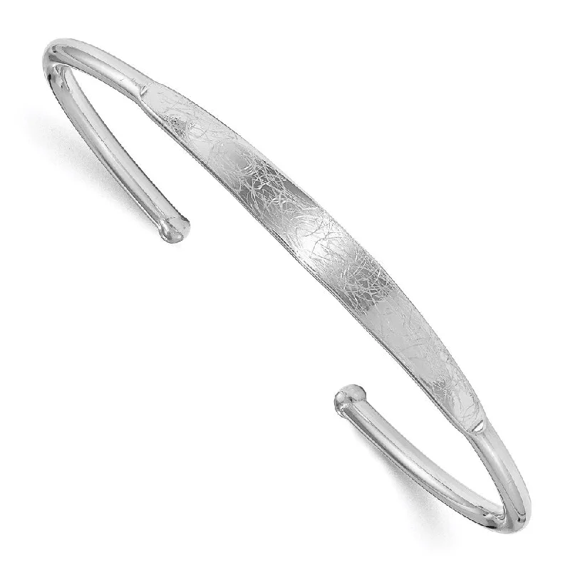 Ladies boho bracelet-925 Sterling Silver 3mm & Scratch Finish Cuff Bangle Bracelet