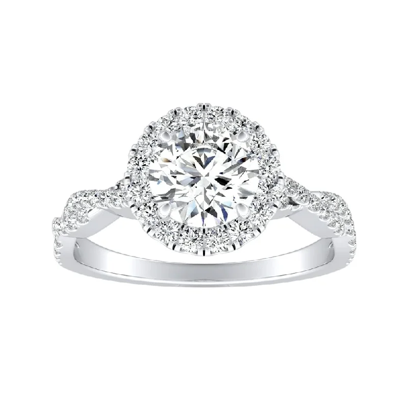 Ladies pear-shaped engagement ring-Auriya 14k Gold 2 1/2ct Round Moissanite Halo Diamond Engagement Ring 1/8ctw