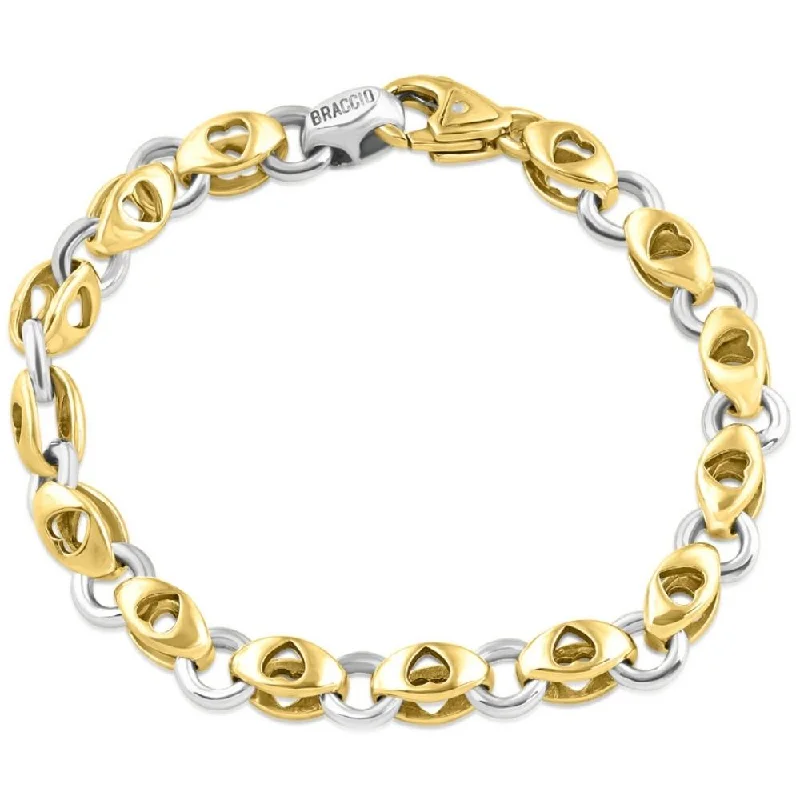 Ladies gemstone bangle bracelet-Men's Link 14k Gold (30gram) or Platinum (48gram) 6-8.5mm Bracelet 7.75"