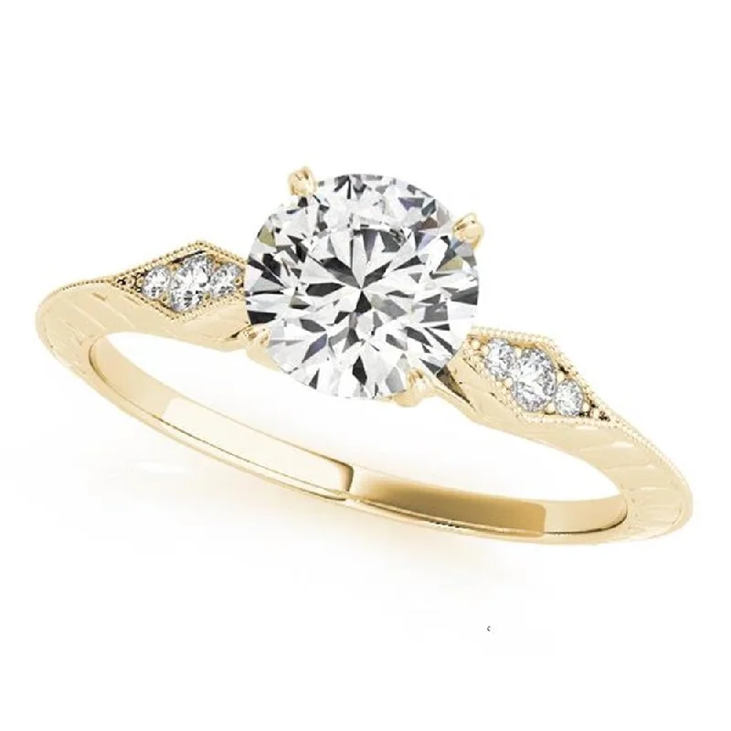 Ladies custom-designed engagement ring-Auriya 14k Gold 1/2ct Vintage Moissanite and Diamond Engagement Ring 1/10ct TW