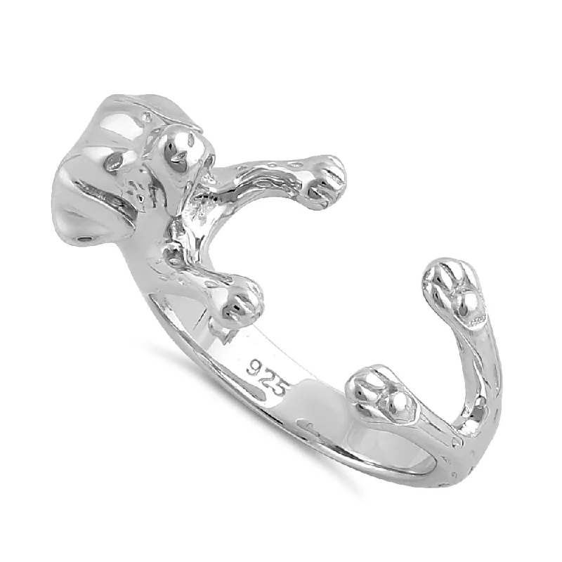 Ladies black gold ring-Sterling Silver Labrador Dog Ring