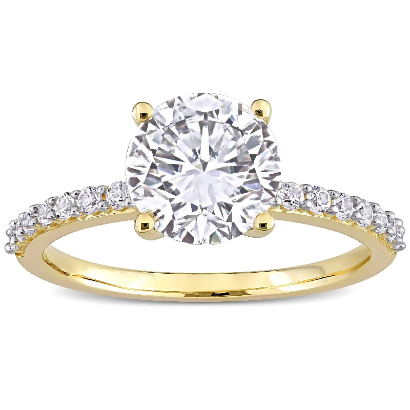 Ladies emerald engagement ring-Miadora 10k Yellow Gold 2 3/4ct TGW Created White Sapphire Solitaire Engagement Ring