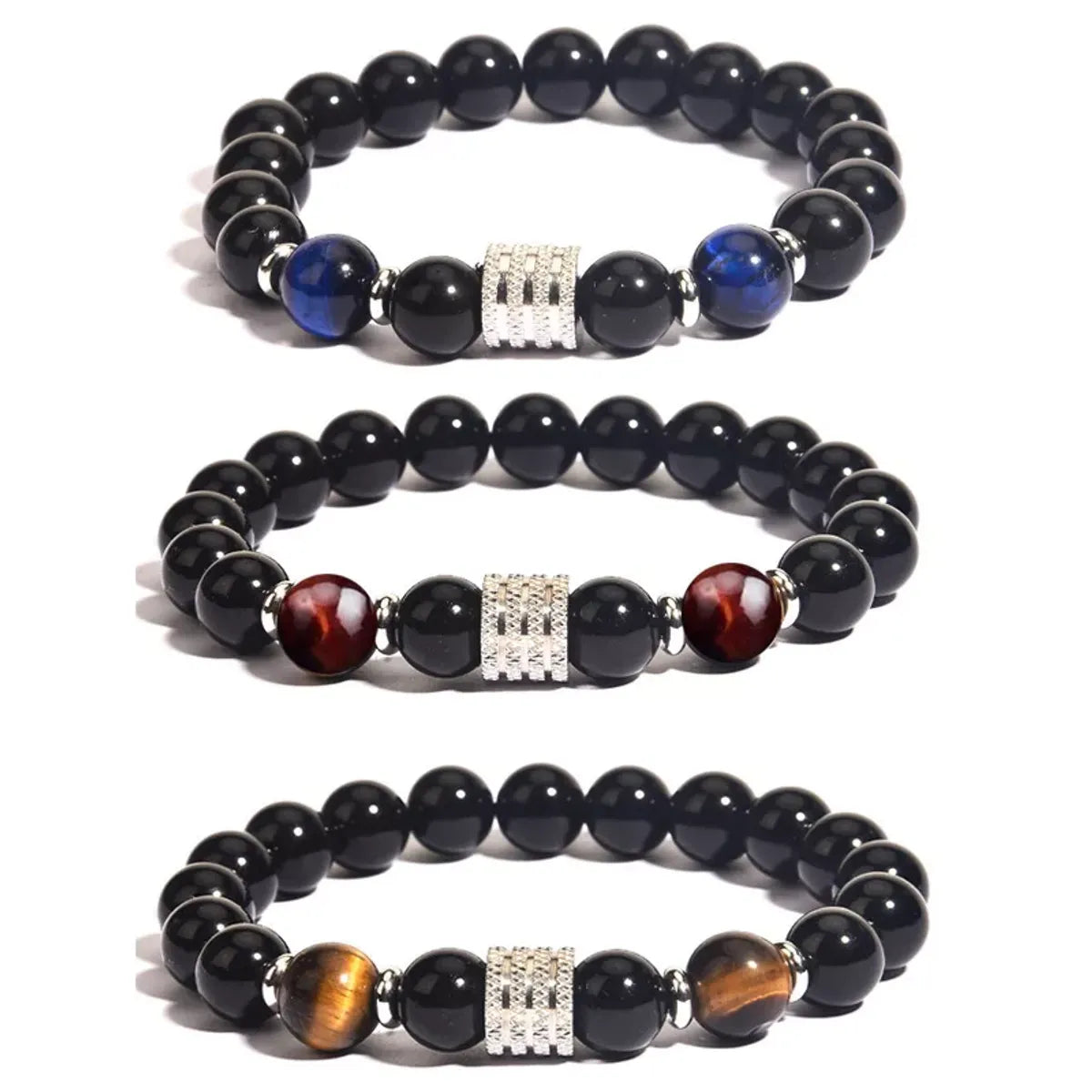 Ladies multi-layer bracelet-Simple Style Classic Style Round Stainless Steel Natural Stone Glass Chakra Bracelet