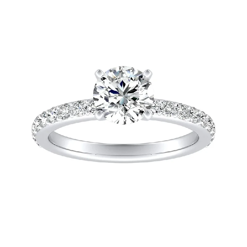 Ladies oval engagement ring-Auriya 14k Gold 3/4ctw Round Moissanite and Diamond Engagement Ring 1/3ct TDW