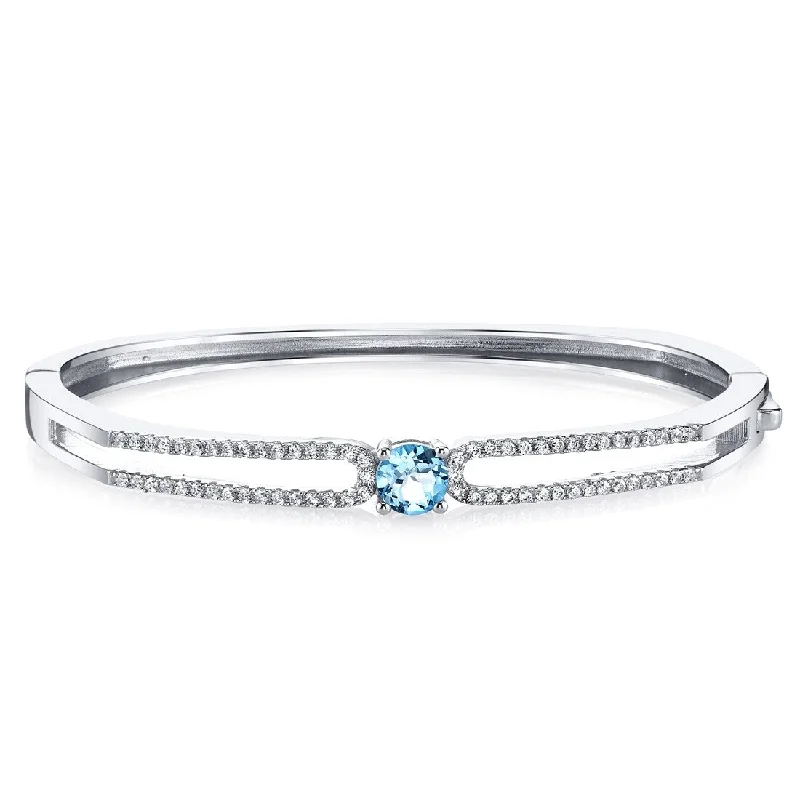 Ladies diamond bangle-1 ct Topaz Bangle Bracelet in Sterling Silver