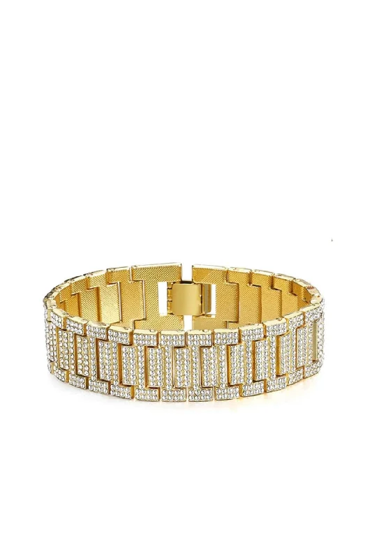 Ladies luxury bangles-18k Gold Link Cz Bracelet