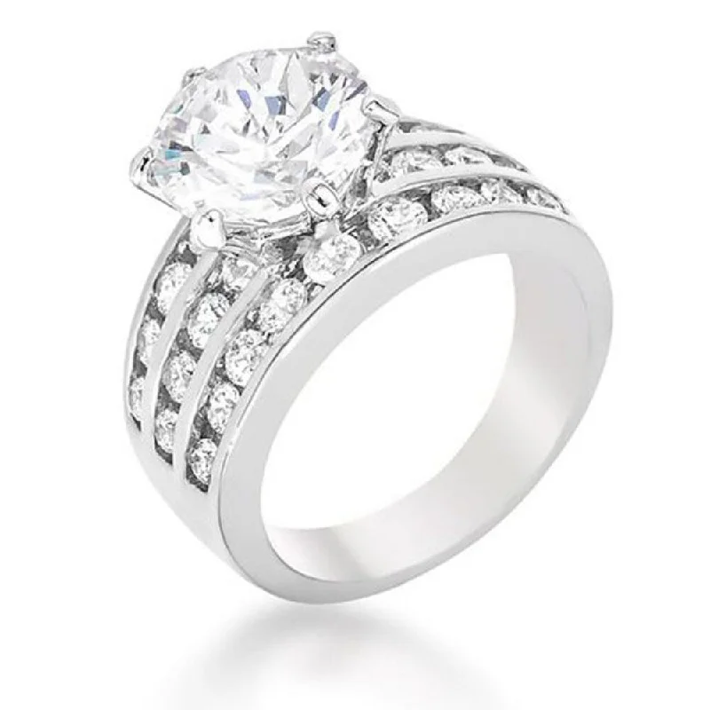 Ladies elegant platinum engagement ring-Timeless Classic Engagement Ring