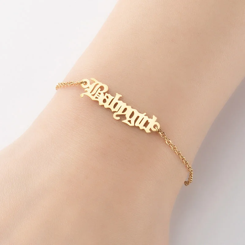 Ladies fashion bangle-1 Piece Simple Style Letter Stainless Steel Plating Bracelets