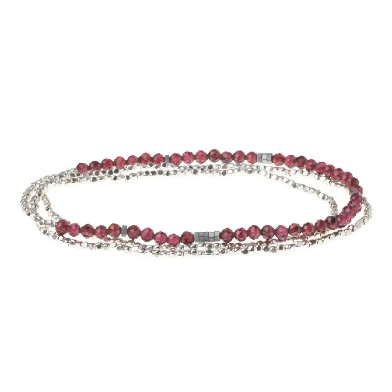 Ladies silver tennis bracelet-Delicate Stone Bracelet & Necklace  Garnet- Stone of Health