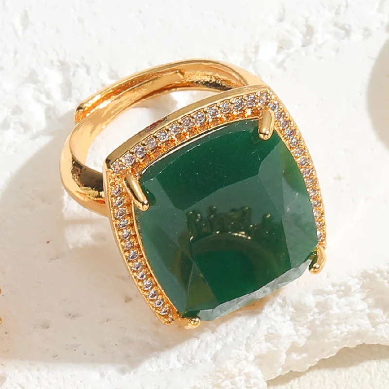 Emerald Square Zircon Ring