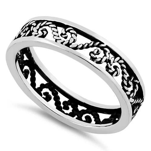 Ladies gold wedding band-Sterling Silver Eternity Knot Ring