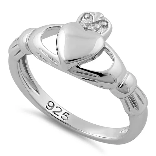 Ladies gemstone ring-Sterling Silver Plain Claddagh Ring