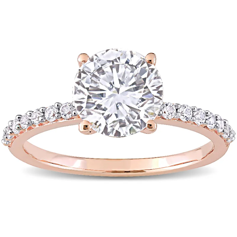 Ladies classic diamond engagement ring-Miadora 10k Rose Gold 2 3/4ct TGW Created White Sapphire Solitaire Engagement Ring