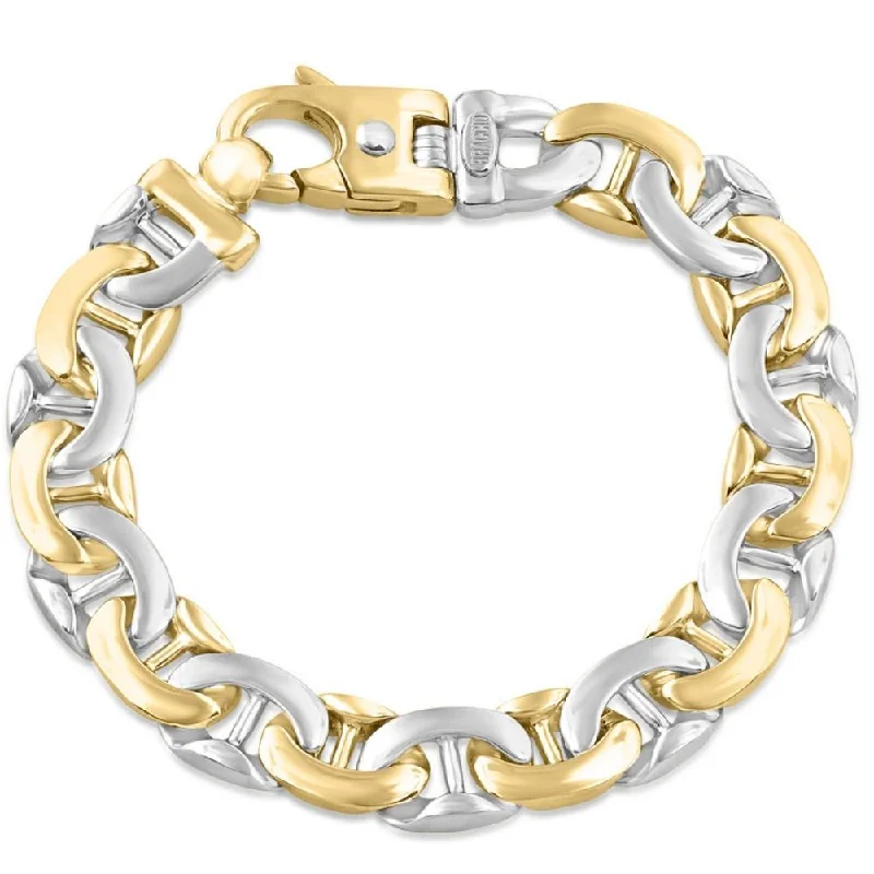 Ladies silver bracelet-Men's Marine 14k Gold (75gram) or Platinum (121gram) 12mm Link Bracelet 8.5"