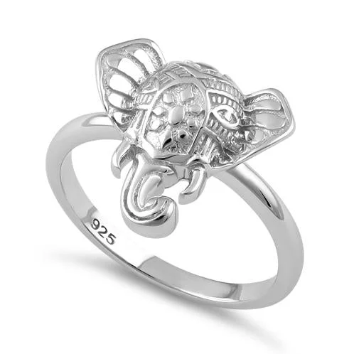 Ladies sapphire wedding ring-Sterling Silver Boho Elephant Head Ring