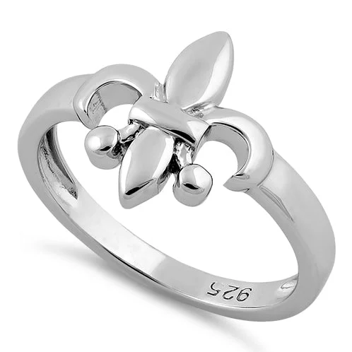 Ladies adjustable ring-Sterling Silver Classic Fleur de Lis Ring