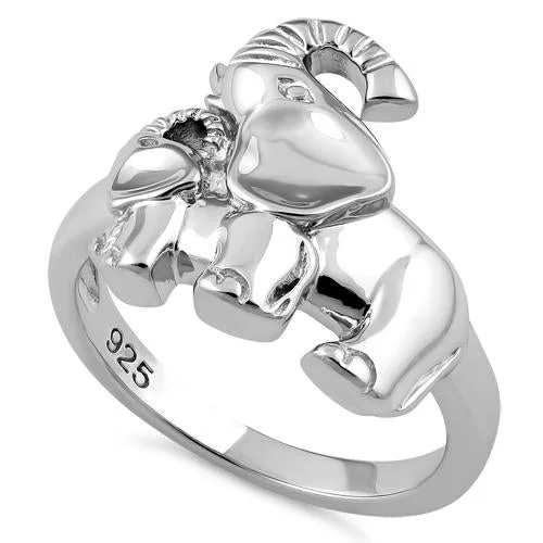 Ladies infinity ring-Sterling Silver Two Elephants Ring