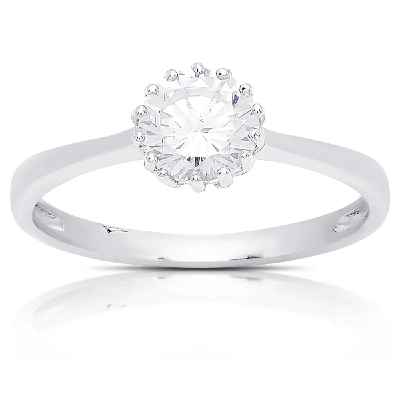 Ladies pear-shaped engagement ring-Dolce Giavonna Sterling Silver Cubic Zirconia Engagement Ring