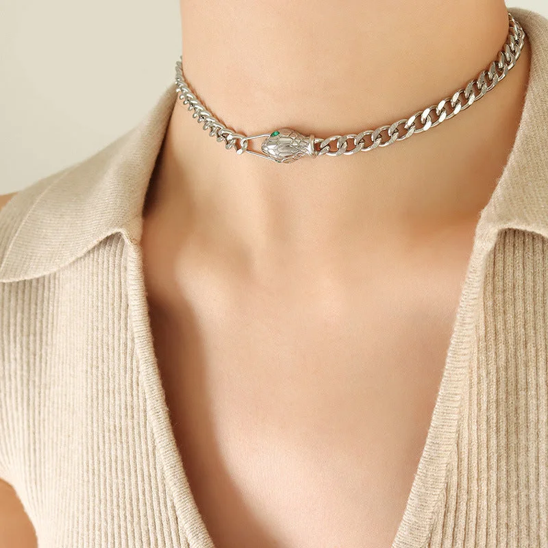 P1049-Steel Necklace-32+8cm