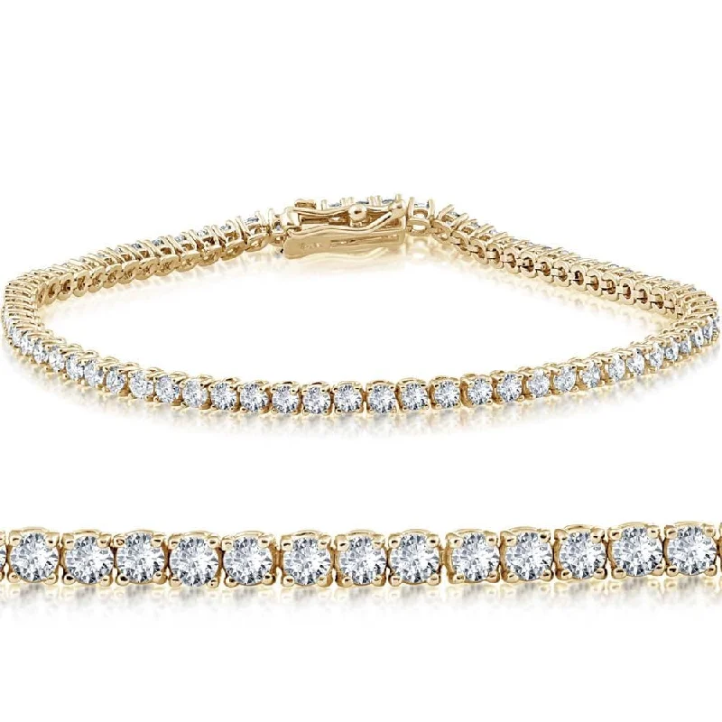 Ladies bangles for brides-3 Ct Lab Grown Diamond Tennis Bracelet 7" Yellow Gold